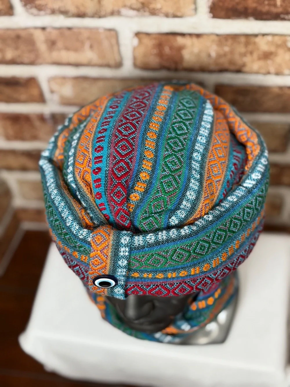 Traditional Ethnic Evil Eye Pashmina Hat with Scarf Fez Nomadic Nomad Hat